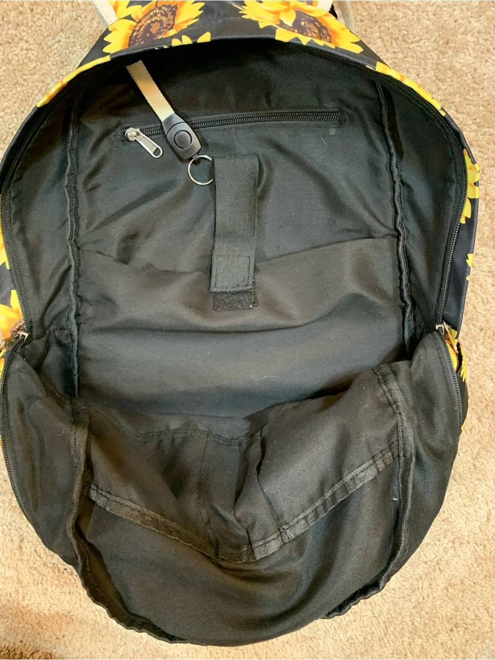 Sunflower Print Backpack - Black & Yellow